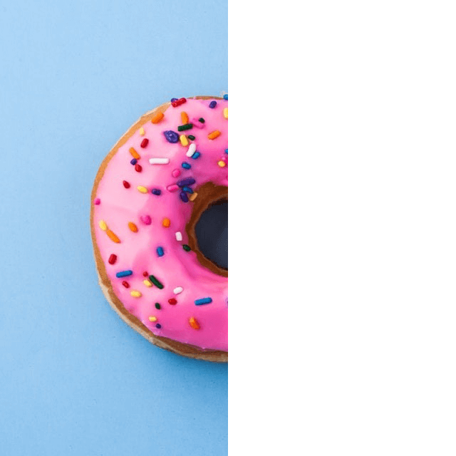 This example makes a horizontal half copy of an image of a donut.